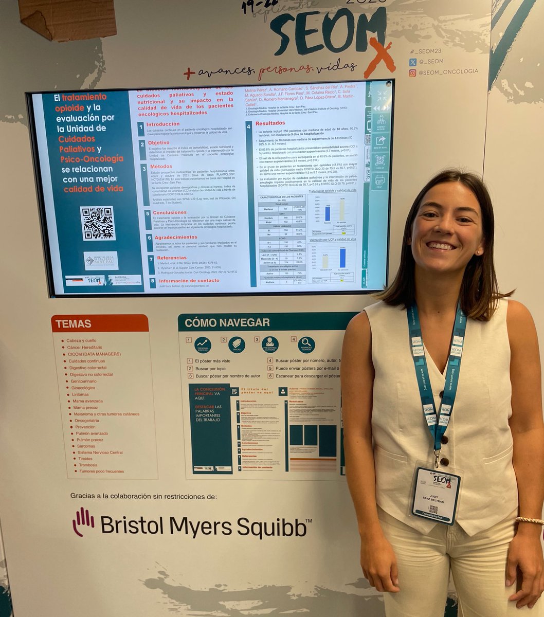 Judit Sanz Beltran (@juditsanz) on Twitter photo #SEOM23 <a href="/_SEOM/">SEOM</a>
💉 Tratamiento opioide
💪 Estado nutricional
🩺 Evaluación por la Unidad de Cuidados Paliativos y Psico-Oncología
Se relacionan con una mejor calidad de vida en el paciente oncológico hospitalizado
🤝 <a href="/BertaMartn2/">Berta Martín Cullell</a> <a href="/DrMirallas/">Oriol Mirallas MD</a>
🏥 <a href="/OncoSantPau/">OncoSantPau</a> #SEOM23 <a href="/_SEOM/">SEOM</a>
💉 Tratamiento opioide
💪 Estado nutricional
🩺 Evaluación por la Unidad de Cuidados Paliativos y Psico-Oncología
Se relacionan con una mejor calidad de vida en el paciente oncológico hospitalizado
🤝 <a href="/BertaMartn2/">Berta Martín Cullell</a> <a href="/DrMirallas/">Oriol Mirallas MD</a>
🏥 <a href="/OncoSantPau/">OncoSantPau</a>