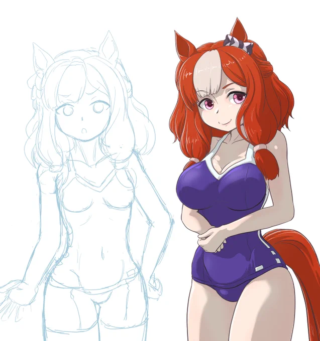 海外勢からリートシャッテンさん描きました。(シルトパットさんもそのうちに) #モブウマ娘 #モブウマ娘お絵かき 