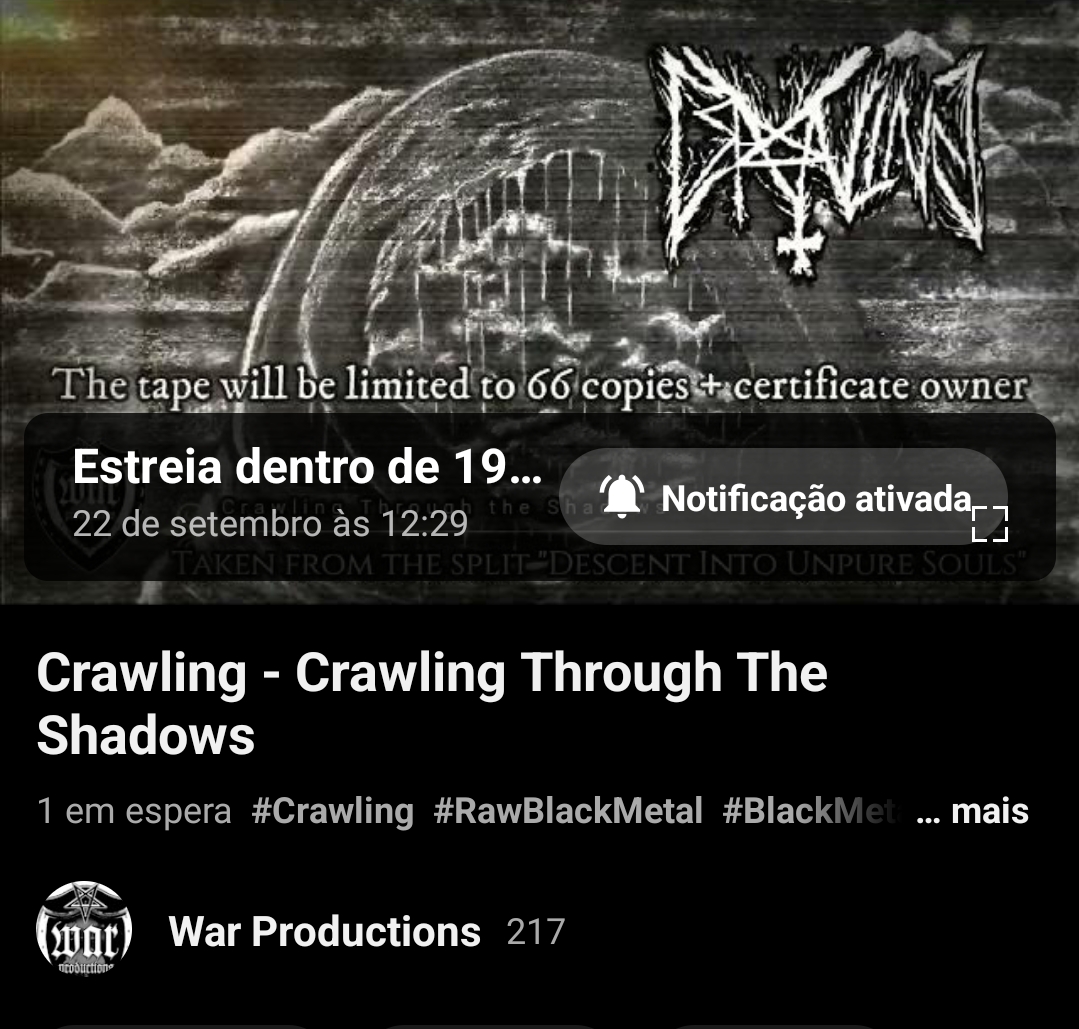 .
#FutureRelease Out 06 October 2023
In 19 hours the second video from the split between <a href="/KruzifixO/">Kruzifix_Official</a> &amp; #Crawling is online on #YouTube 

Ltd to 66 copies + certificate owner

warproductions.bandcamp.com

#WarProductions
#SuportTheUnderground
#OurRelease
#BlackMetal
#BlackMetalTapes