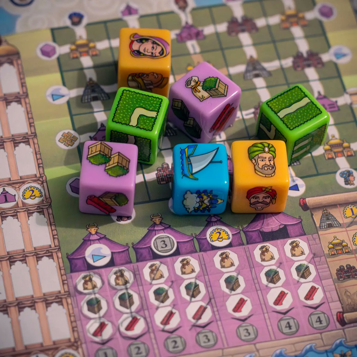 So I got to try Raja of the Ganges: The Dice Charmers from Huch!

If you've played Raja of the Ganges then you've pretty much played this. It's a lovely implementation of one of the most vibrant worker placement games I own.

If only I could figure out those darn roads!