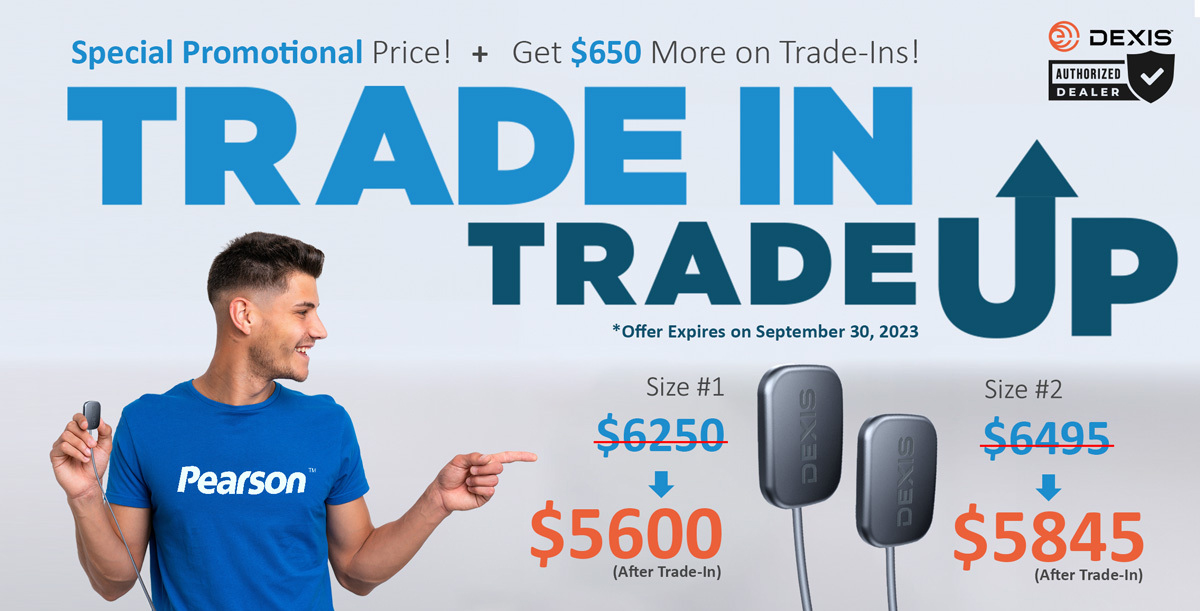 Pearsondental's tweet photo. Trade in &amp; Trade Up with the Dexis IX S Sensor with a special promotional price! Get $650 more on trade-ins.

Offer expires Sept. 30th, 2023.

Act fast, &amp; lets get connected. Click the link below to get started.
https://t.co/ROIac6NHp4

#pearson #TradeInTradeUp #dexis #sensor https://t.co/PII3LDSAe1