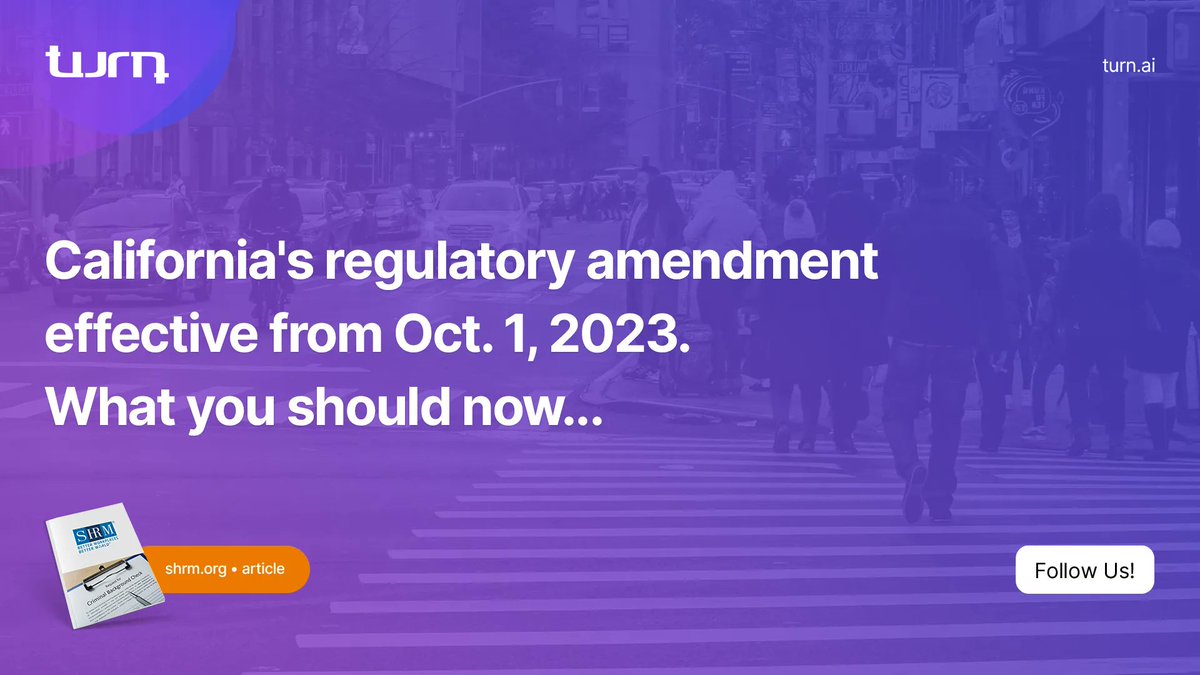 TurnTech_ai's tweet image. 🚀 IMPORTANT NEWS FOR CALIFORNIA EMPLOYERS 🌟

📣 California&apos;s recent regulatory amendment on criminal history checks is sending ripples through the background screening industry! 

Check our insights below.

buff.ly/3EJCHV9

#BackgroundChecks #CaliforniaRegulations