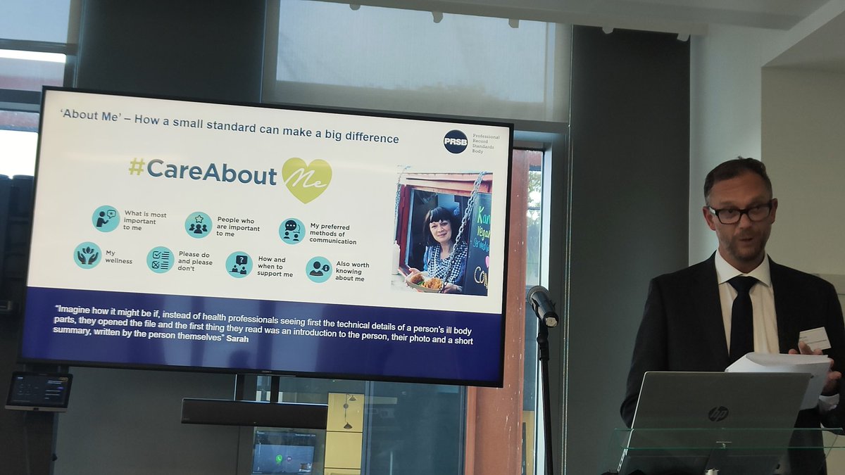 ProfRecordSB's tweet image. We're glad to see that the impact of our #CareAboutMe campaign is spreading fast. The About Me Standard includes the most important information that a person wants to share with  professionals in health and care. #PRSB10