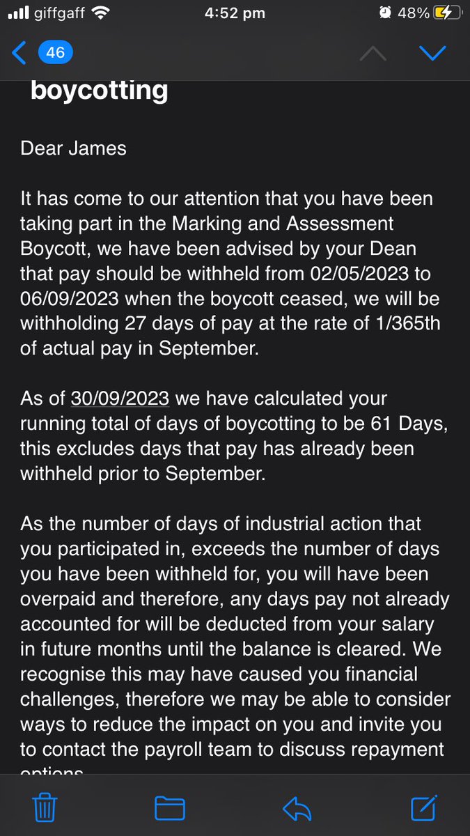 The tyrants at @uniofbrighton are docking 100% of my pay and starving me for the next two months. I will have to work for free in Oct and Nov until my ‘debt’ is cleared for not marking a few essays. How does this make sense? The VC is a tyrant and must go @ucu @BrightonUCU