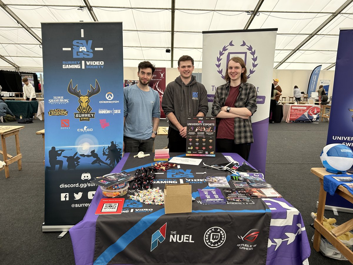 Surrey Video Gaming (@surreyvgs) on Twitter photo All set up for freshers fair tomorrow! Come catch us in the marquee from 9am to come meet the committee and snag some freebies from <a href="/nse_gg/">National Student Esports</a> <a href="/UniEsportsUKI/">UNIVERSITY Esports UK & Ireland 🏳️🌈</a> All set up for freshers fair tomorrow! Come catch us in the marquee from 9am to come meet the committee and snag some freebies from <a href="/nse_gg/">National Student Esports</a> <a href="/UniEsportsUKI/">UNIVERSITY Esports UK & Ireland 🏳️🌈</a>