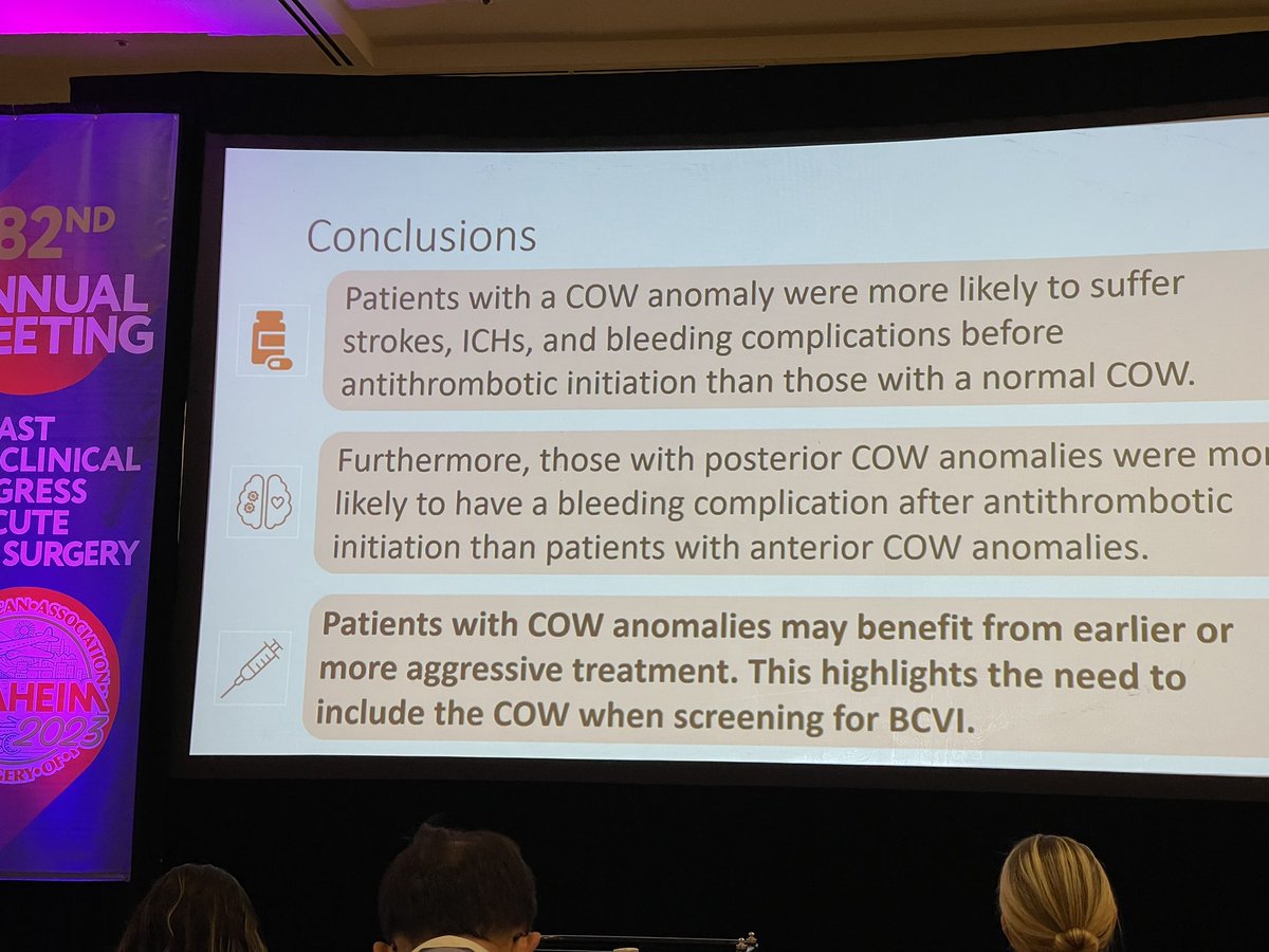 I thought <a href="/MaddyLemke/">Maddy Lemke</a> covered everything about #BCVI at our last “Talk Trauma” conference. Turns out there’s always more to know! Increasing risk before and after treatment initiation for pts w Circle of Willis abnormalities. <a href="/AmyMakish/">AmyM</a> <a href="/alisontraumaRN/">Alison Armstrong</a>