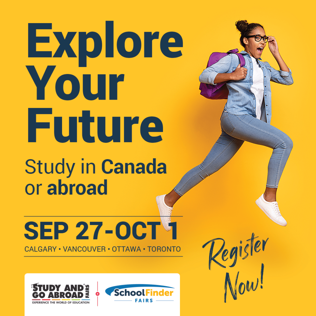The Study and Go Abroad and SchoolFinder Fairs are coming together to offer you even more study options!
Click the link here studyandgoabroad.com/student-expo/ to register and attend the fairs in a city near you! 🔗