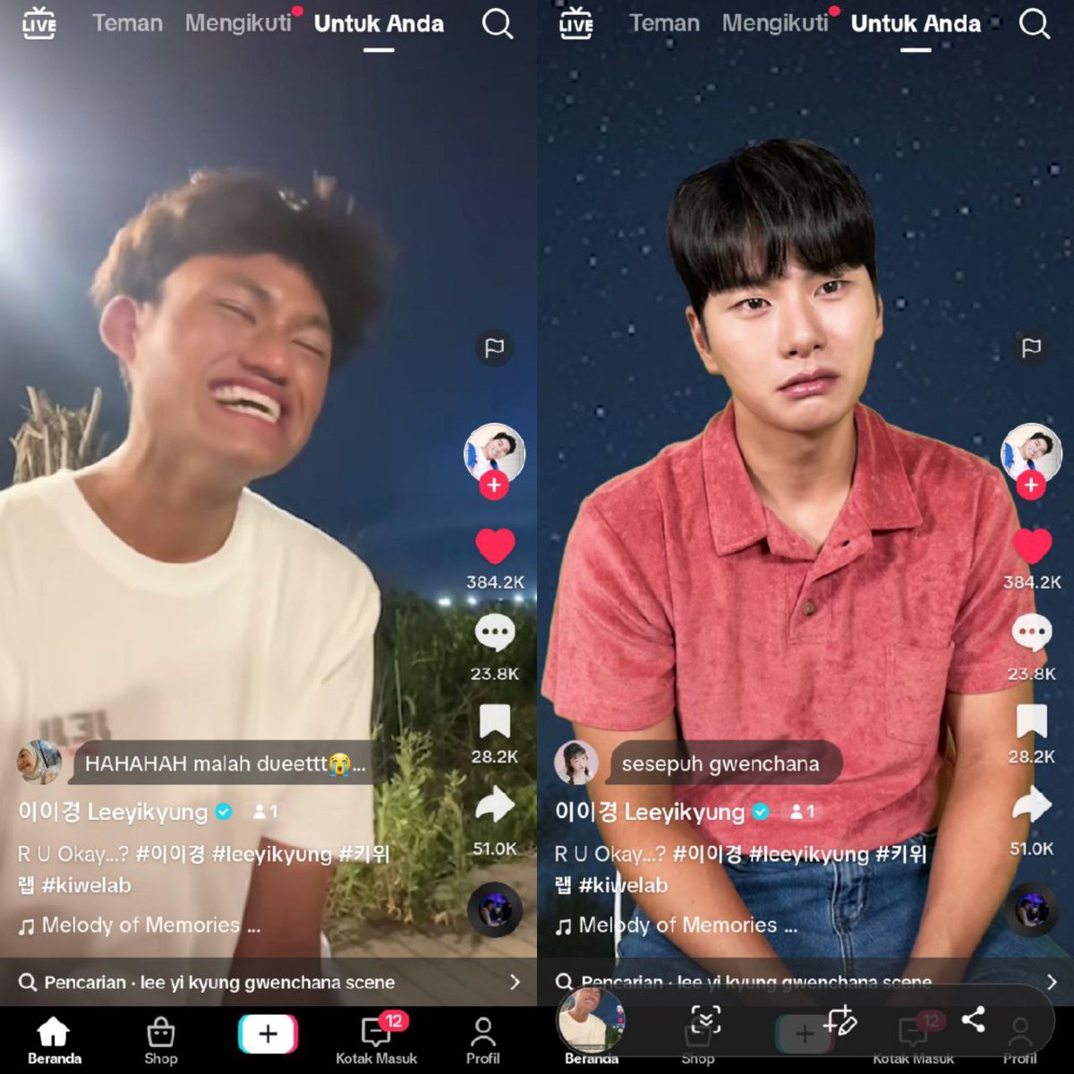 kdrama_menfess's tweet photo. HAHAHA CAPE BANGET DI DUETIN SAMA SESEPUH GWENCHANA😭 •kdm• https://t.co/W0omuwiYUn