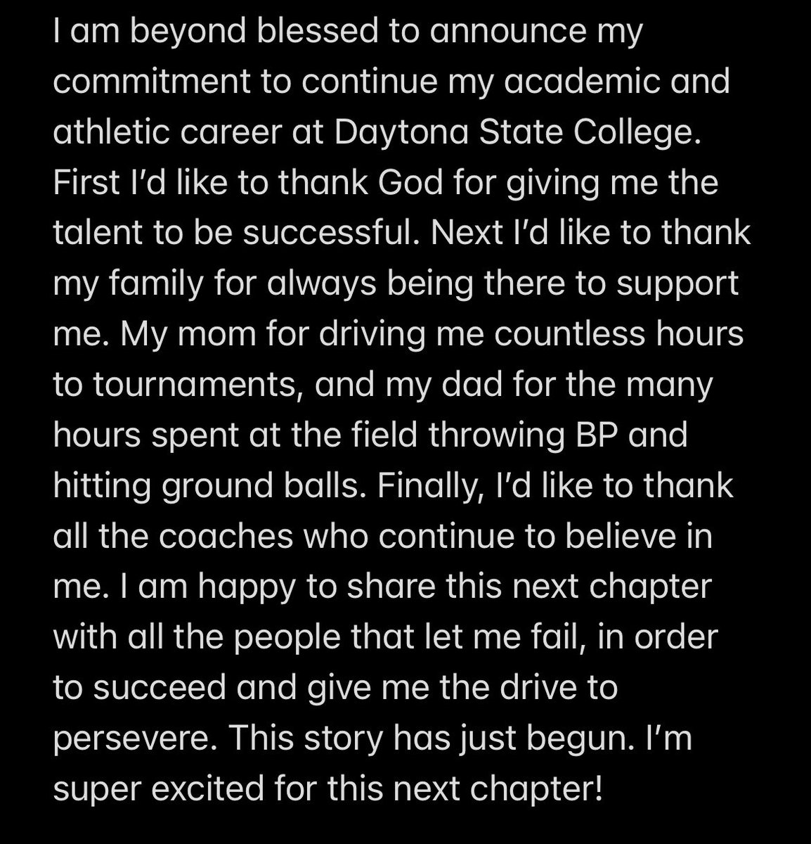 aidenboileau2's tweet photo. I am beyond blessed to announce my commitment to continue my academic and athletic career at Daytona State College. @HowDoYouServe @CorrUSAscout @JackDunn26 @PremierAthlete_ @TimTouma1 @Keijiparkhurst @DSCFalconSports @PremierAthlete_ https://t.co/H8jvxasakc