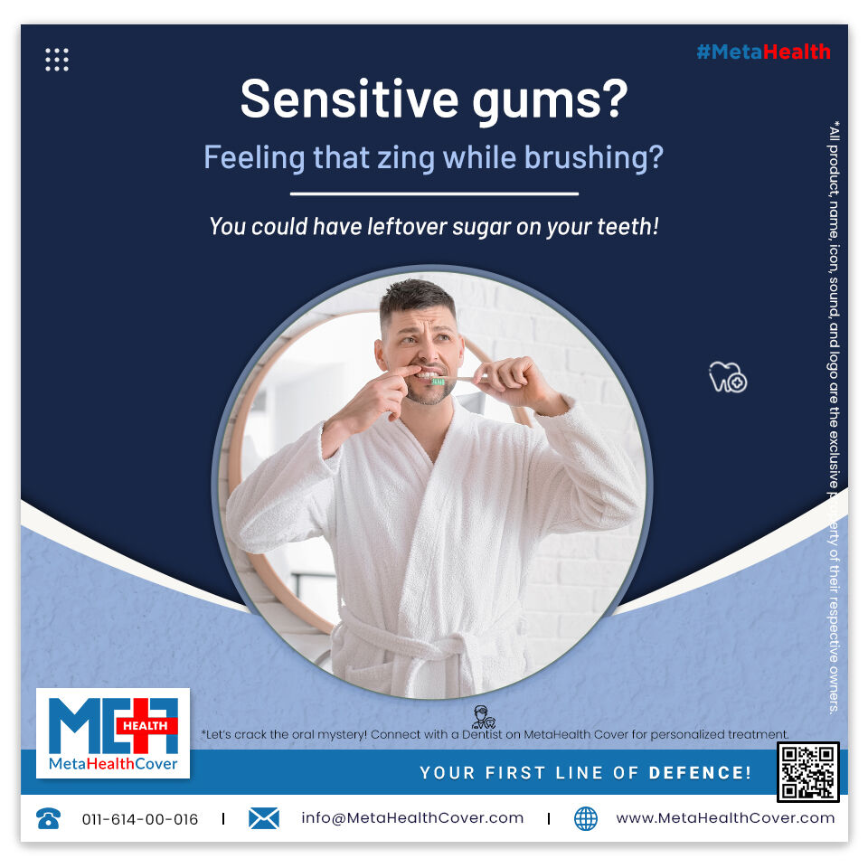 MetaHealthCover's tweet image. Sensitive gums? 😟 Don't ignore it! 🚨 – there could be leftover sugar on your teeth causing the trouble! 🍭 Let our expert Dentists on #MetaHealthCover help you solve the puzzle of your oral #health. Your smile will thank you! 😁

Visit: metahealthcover.com

#dentist