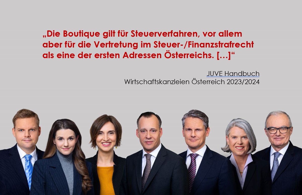 🥂 🏆 So proud. Auch heuer sind wir wieder im #Steuerrechts-Ranking des deutschen JUVE-Verlages als eine der besten Kanzleien Österreichs genannt.  #steuerrecht #steuerstreit #steuerstrafrecht #tax #taxlaw #taxdisputes #taxcontroversy #lawfirm #asplaw

➡️ juve.de/juve-rankings/…