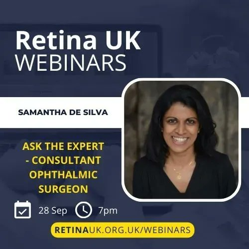 Don't forget that next week is our webinar with Samantha De Silva!

Your chance to have your questions answered by a consultant opthalmic surgeon.

Grab your place at: bit.ly/467tRwx