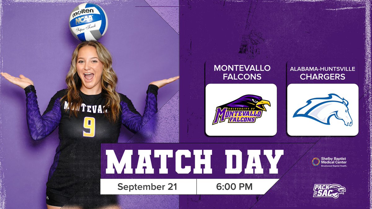 MontevalloVB's tweet photo. ‼️GAMEDAY‼️
First home match in Trustmark Arena tonight as your Falcons take on UAH in the annual Sea of Purple game!!!! LETS PACK THE SAC🎉
#TogetherWeRise #packthesac https://t.co/dK2xtz2VcW