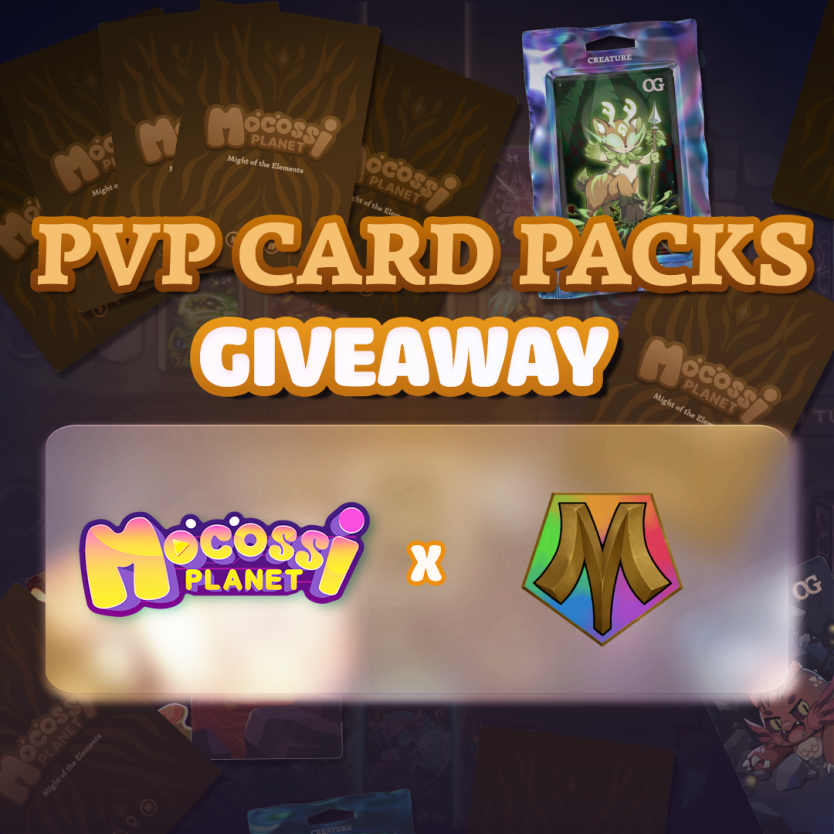 Our friends at Mocossi are opening their PVP Card Store 🔥

To celebrate they are giving away one free pack!  

To Qualify: 
- Like &amp; RT 
- Follow <a href="/officialmocossi/">Mocossi Planet | A Cardano Gaming Project</a> &amp; <a href="/MutantNFTs/">Mutants</a> 
- Tag a friend 

Ends in 2 days! 

About Mocossi - PvP Cards Pack: Each pack will contain 5 PvP Card