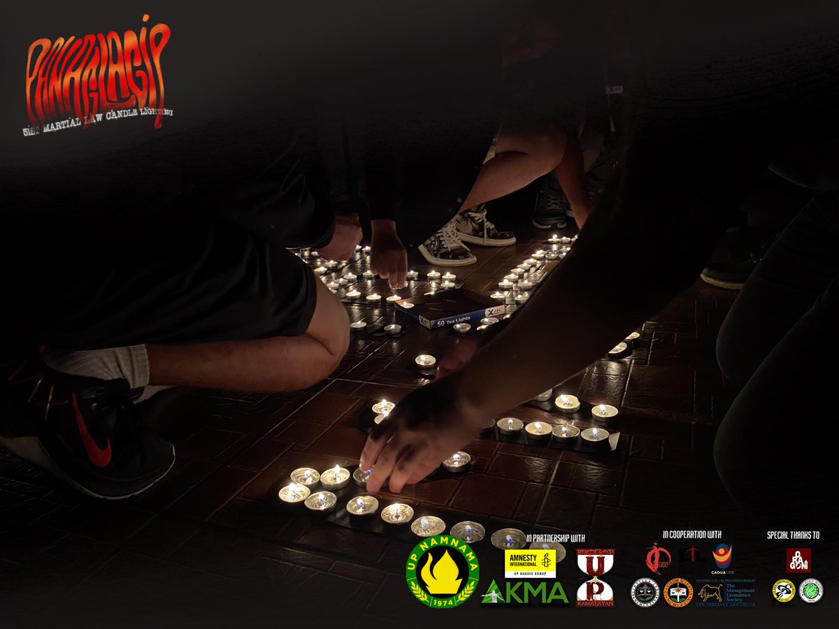 UPBNamnama's tweet photo. PANAGLAGIP: SAAN TO MANEN! Candle Lighting

Ilang mga organisasyon at Iskolar ng Bayan ang nakiisa sa PANAGLAGIP kung saan kinilala ang militanteng kasaysayan ng UP Namnama na nagsimula ilang dekada na ang nakalipas sa panahon din ng Batas Militar. ++ https://t.co/ZuAqP3eHnO