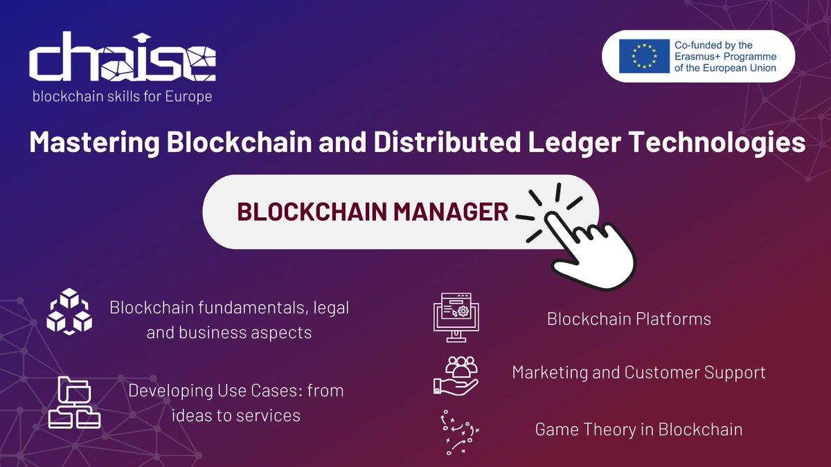 INDUSTRIA (@industria_tech) on Twitter photo Did you decide for a career in #blockchain?
Next step is to select your specialization pathway and <a href="/CHAISE_EU/">Blockchain Skills for Europe</a> #onlinecourse proposes 3 specializations!
Discover key modules to become a Blockchain manager 👇
Enroll here for free👉: chaise-blockchainskills.eu/online-course-…
#industria Did you decide for a career in #blockchain?
Next step is to select your specialization pathway and <a href="/CHAISE_EU/">Blockchain Skills for Europe</a> #onlinecourse proposes 3 specializations!
Discover key modules to become a Blockchain manager 👇
Enroll here for free👉: chaise-blockchainskills.eu/online-course-…
#industria