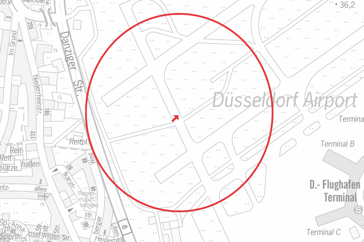 Duesseldorf's tweet photo. ⚠️#Bombenfund in Düsseldorf-Lohausen/Flughafen:⚠️ 

Eine bei Bauarbeiten in Lohausen gefundene amerik. 10-Zentner-Fliegerbombe aus dem 2. Weltkrieg wird heute am 21. September im Laufe des Tages vom Kampfmittelbeseitigungsdienst der Bezirksregierung Düsseldorf entschärft werden. https://t.co/OMw16E77Mq