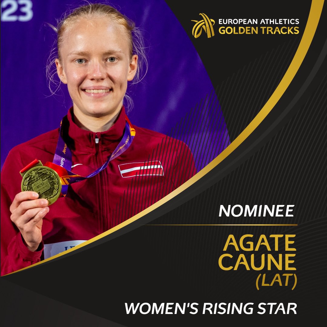 Agate Caune 🇱🇻 is nominated for the women’s Rising Star award! ✨

🎂 19
🥇 European U20 3000/5000m champion
🏆 European Team Champs 2nd Division 5000m winner
🌍 World 5000m finalist
⏱️ Second and fourth on European U20 all-time 3000m (8:39.78) and 5000m list (15:00.48)

Retweet