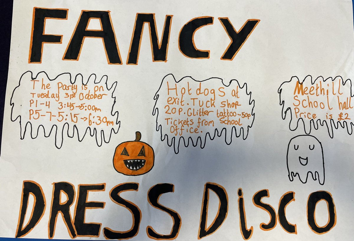 Disco on 31st October. 
Tickets from school office.