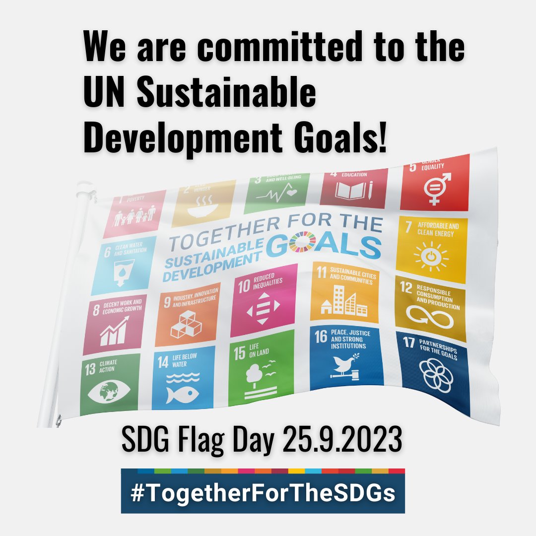 September 25th 2023 marks the 8-year anniversary of the Agenda 2030 and the UN Sustainable Development Goals.
We are raising the SDG flag today to show our continued support for the SDGs.
#TogetherForTheSDGs #SDGFlagDay