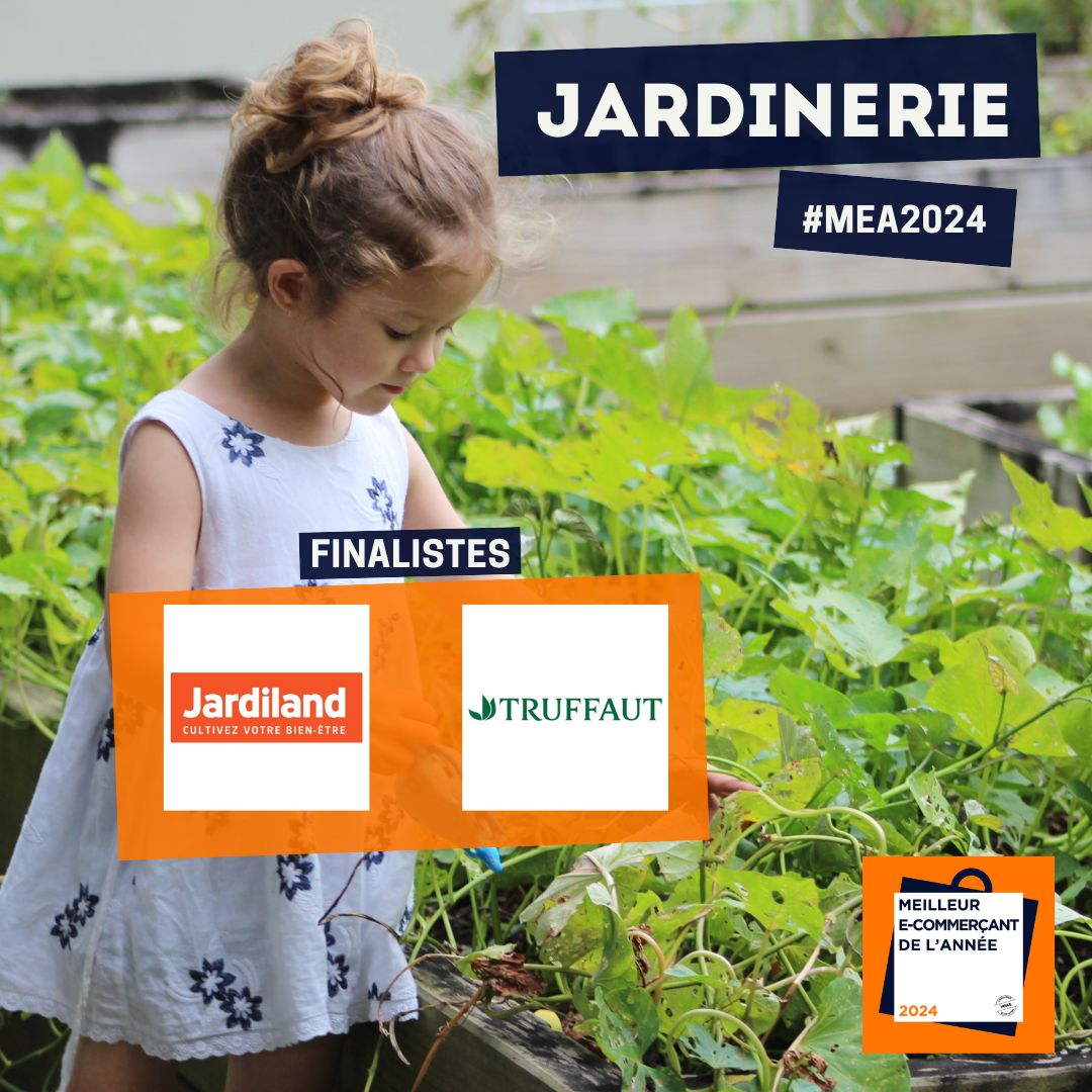 Pour votre jardin, vous trouvez votre bonheur chez <a href="/Jardiland/">Jardiland</a> et <a href="/Jardineries/">Jardineries Terroir</a> Truffaut, finalistes dans la catégorie #jardinerie. Quelle enseigne sera élue Meilleur E-Commerçant de l’Année 2024 ? Rendez-vous le 11 octobre pour l’annonce du gagnant !

#MEA2024 #jardinerie