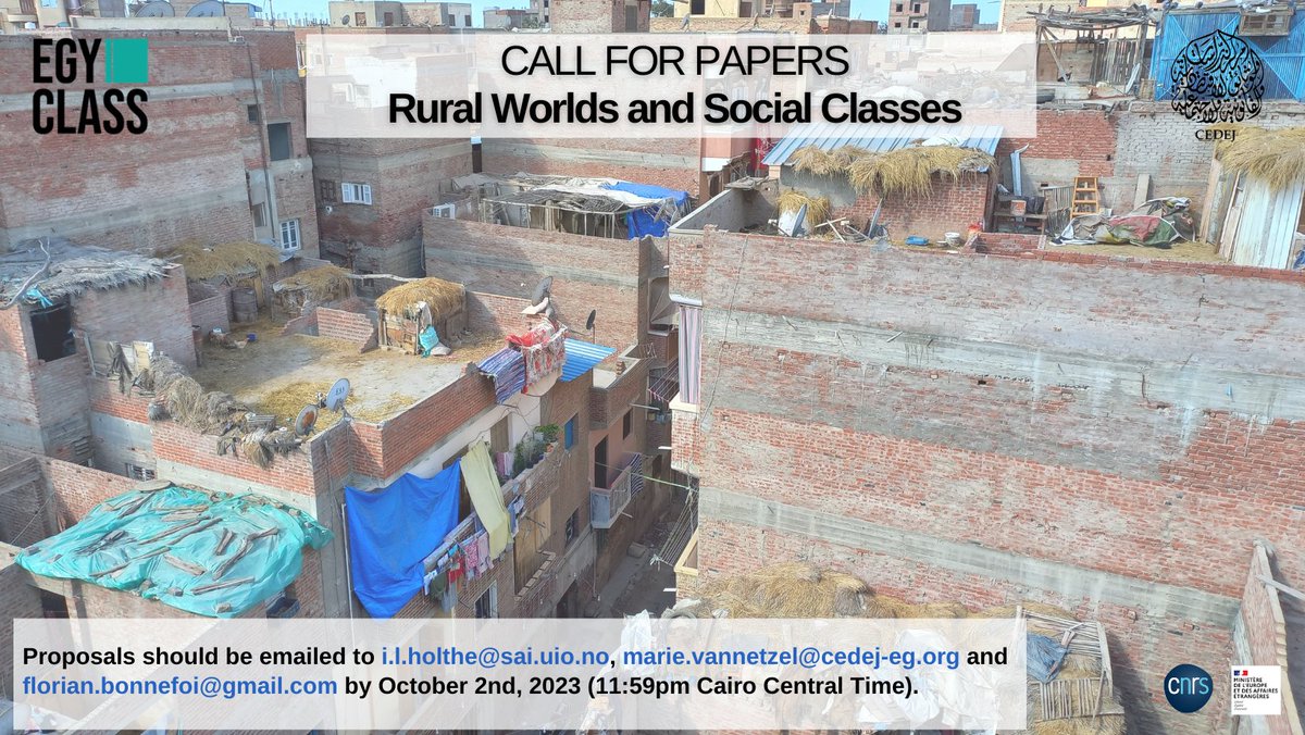 Call for papers: Egyclass conference “Rural Worlds and Social Classes” is October 2nd. The conference will be held in Cairo on November 19 and 20.
cedej-eg.org/wp-content/upl…