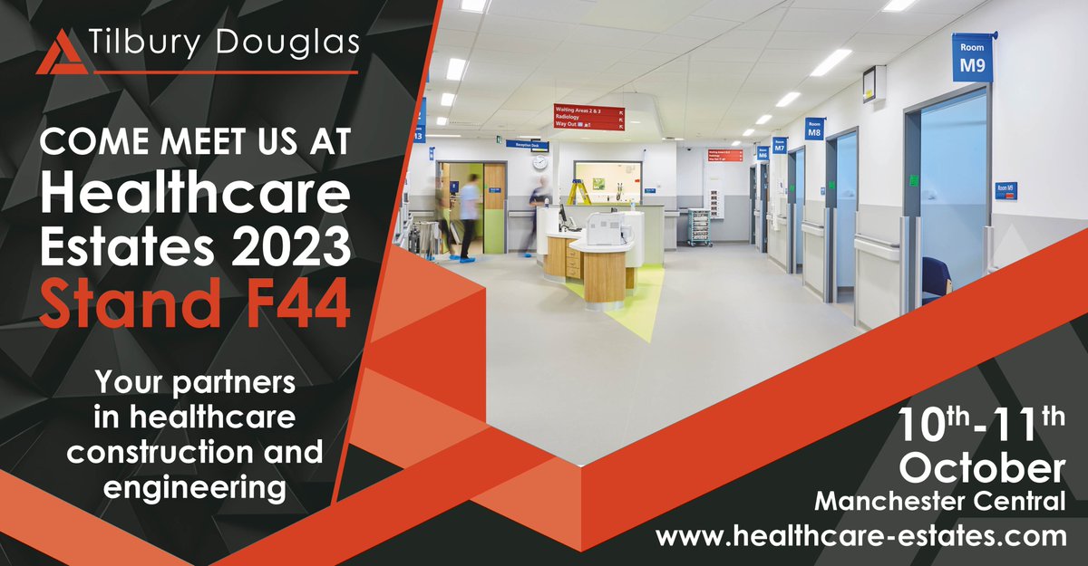 Tilbury_douglas's tweet photo. Have you signed up to this year's Healthcare Estates taking place on 10th - 11th Oct at Manchester Central? If so, come and visit us on stand F44!

#healthcare #healthcareconstruction #healthcareestates @HCEstates https://t.co/YR89L4ChLq