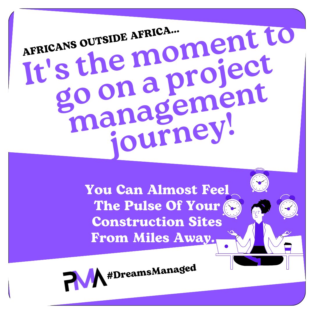 In a world where dreams cross oceans, a call echoes through African hearts abroad: “It's the moment to go on a project management journey!”

A journey to bring your dreams to life, bridging the gap between ambition and reality.

#DreamsManaged
#PMAfrica
 WhatsApp 
Shave