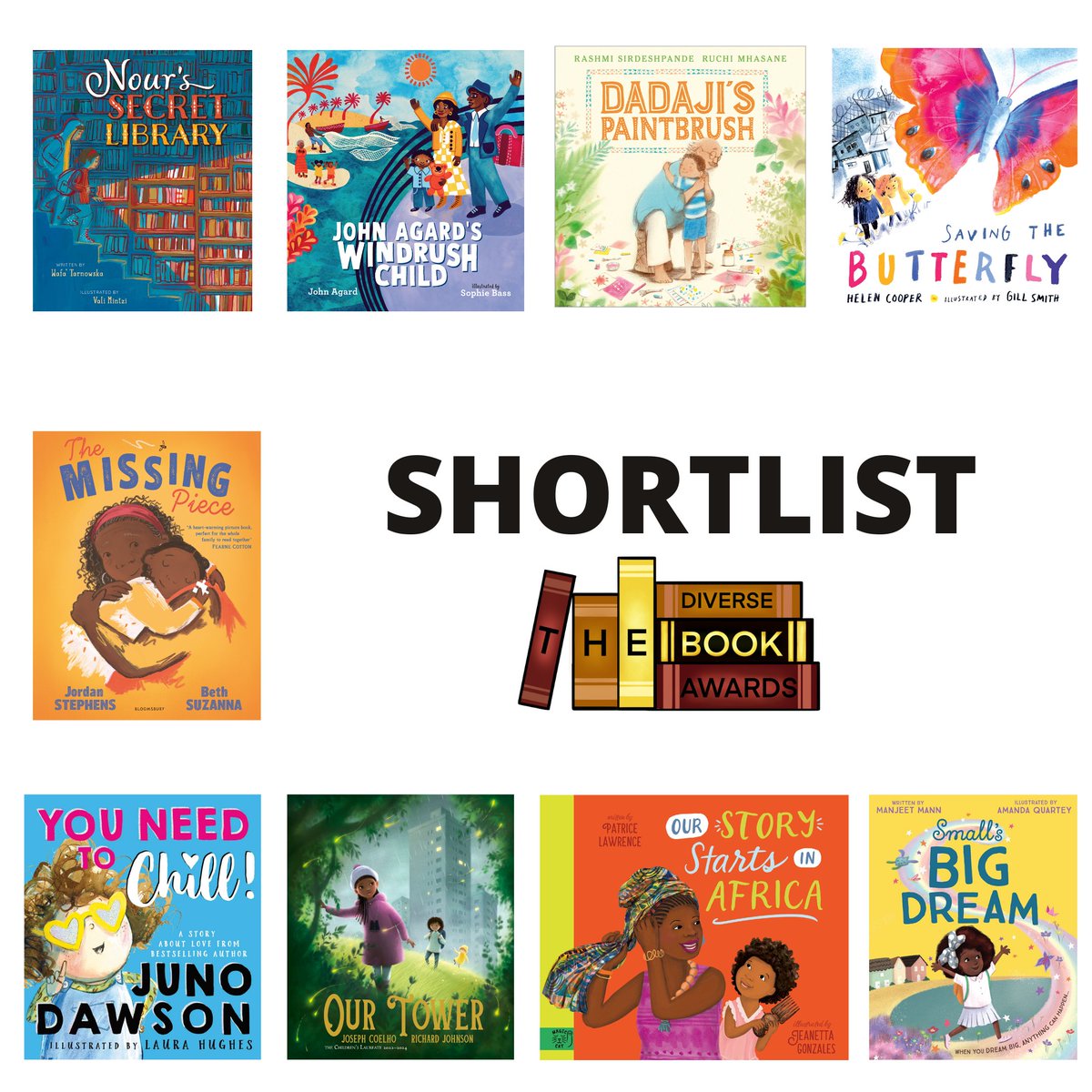 The Diverse Book Awards 2023 Shortlist - Picture Books.
See the full shortlist (Link in bio)
Congratulations to everyone! Do support these fantastic books and the winner will be annouced on October 25th

#TheDBAwards 
#diversebooks