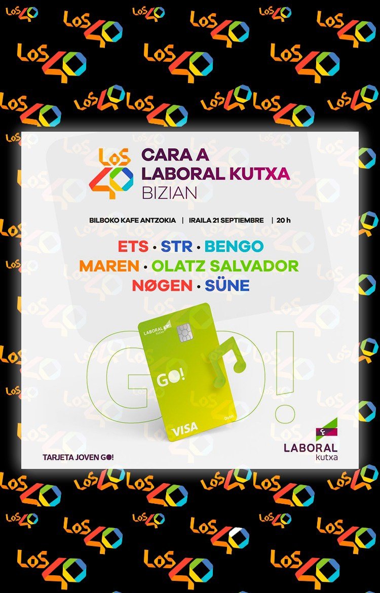 🔊Heldu da eguna!

🕗¡Nos vemos esta tarde a las 20:00 en el @KafeAntzokia de Bilbao para disfrutar de la música de l@s artistas que escuchas cada semana en 'Cara A'!

🗓️Gaur da 'LOS40 Cara A Laboral Kutxa Bizian'-ko jaialdia, <a href="/LABORALkutxa/">LABORAL Kutxa</a>-rekin🙌