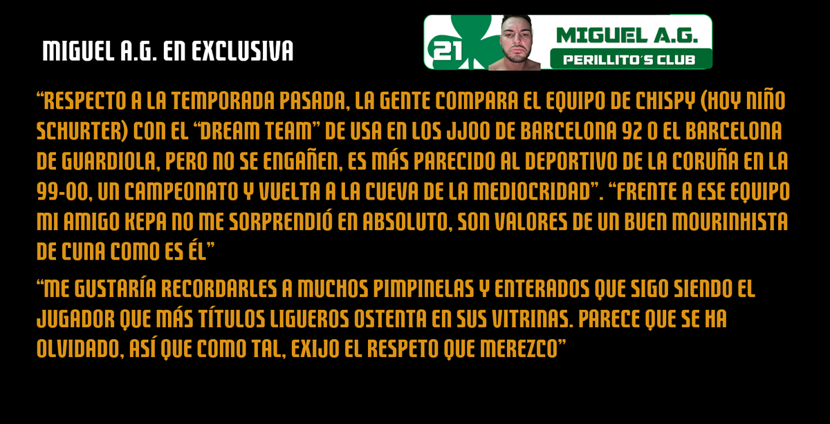 fantasyQNLV's tweet photo. Lo prometido es deuda y aquí tenemos la entrevista con @IamPerillito en la que analizó el rendimiento de su equipo Perillito´s Club y se dirigió también a otros equipos de la liga en una charla sin desperdicio https://t.co/jq1I2wT2IW