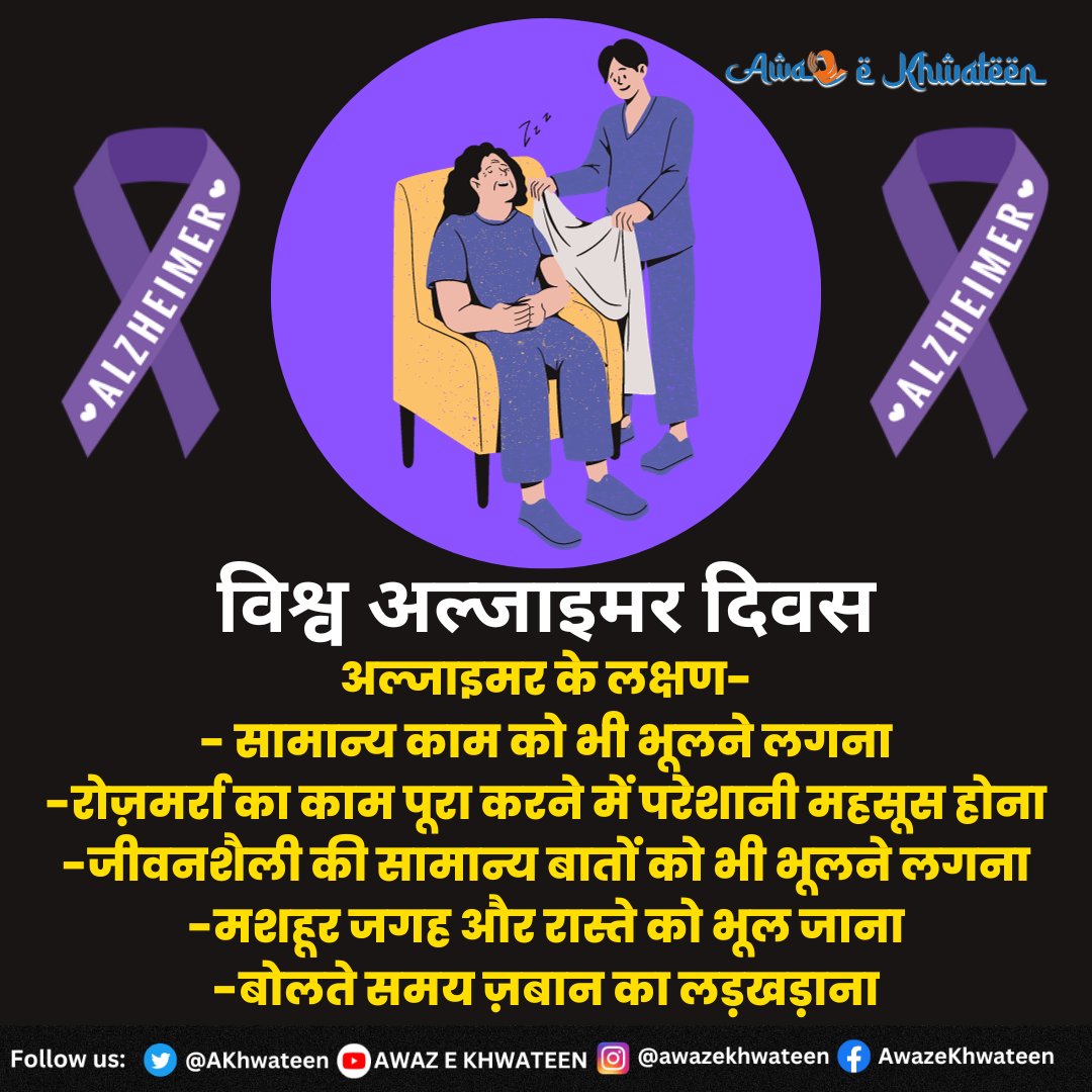 अल्जाइमर एक दिमागी बीमारी है, जिससे 40 लाख लोग बीमार हैं.

#AlzheimersInWomen #WorldAlzheimersDay #EndAlzheimers #MemoryMatters #Alzheimer #WorldAlzheimersDay #nevertoearly #nevertolate #worldalzheimersday2023 #Doctors #alzheimersday #AlzheimersAwareness #AlzheimersDisease