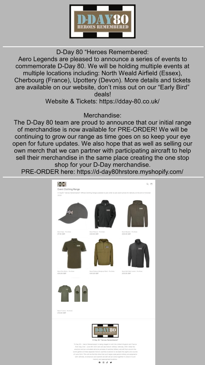D-Day 80 Merchandise available for PRE-ORDER now!
d-day80hrstore.myshopify.com
Read more below!