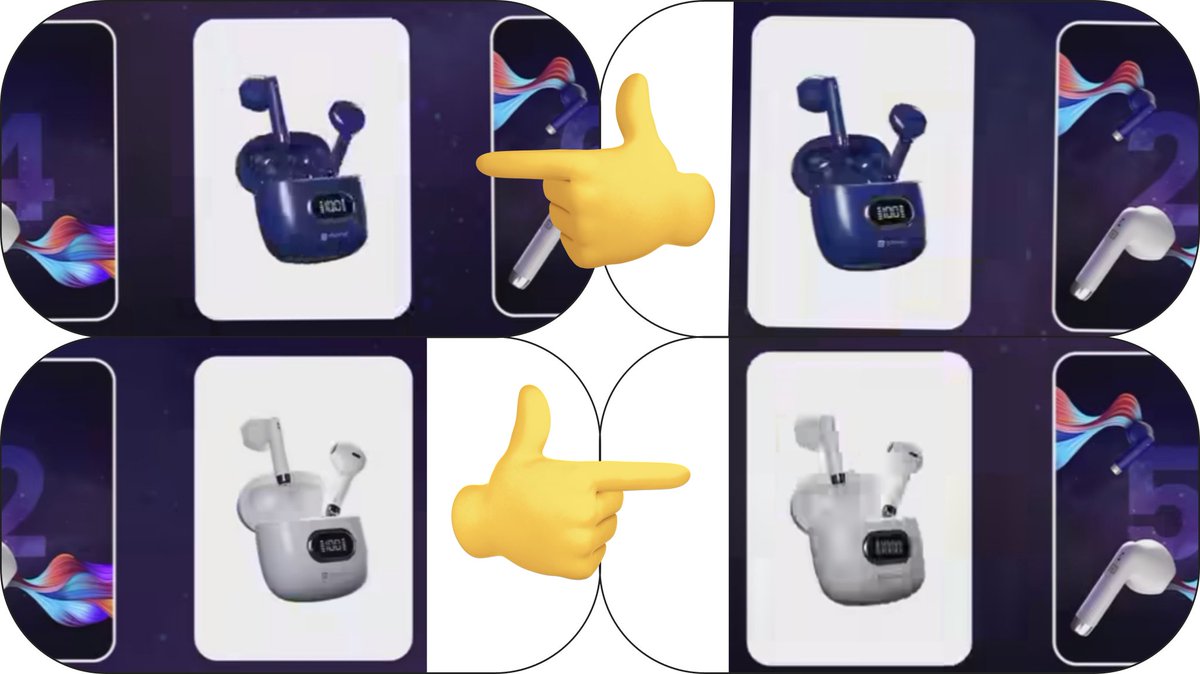 Answer: 

'Card 1 & 5'  and  'Card 3 & 4'  

Thank you so much @Portronics 🥰

#Portronics #PortronicsIndia
#TwinTuneChallenge #SpotThePair #TwinsS9 #WirelessEarbuds #NewLaunch #TWS

Tag :  @_saycute 
@KajolSaxena7 
@Rudra00005