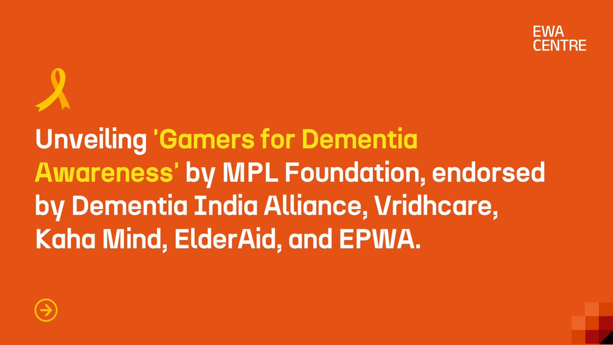 ewacentre's tweet photo. “India confronts a dementia challenge with 8.8M affected. @PlayMPL  @MPLFoundation launches ‘Gamers for Dementia Awareness’, supported by @DIA_dementia ,@VridhCare , @KahaMind , ElderAid & EPWA. With 421M gamers in India, it’s time to pledge and raise awareness. 🎮 #DementiaAwareness #GamingForGood”