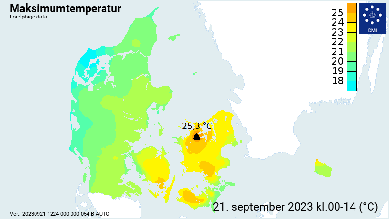 dmidk's tweet photo. Med 25,3 °C registreret ved Holbæk Flyveplads opnåede vi den 10. meteorologiske (sen)sommerdag i september.

Det er helt usædvanligt, at vi oplever så mange sommerdøgn i efterårets første måned. DMI har opgjort meteorologiske sommerdøgn tilbage til 1999. https://t.co/u4qJ1mBroU
