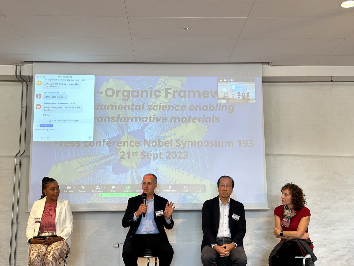 zhehaohuang207's tweet photo. People from #MOF community are addressing questions from the public at #NobelSymposium. It will be published in @ChemistryWorld and Swedish media. https://t.co/r0VIDseoHm