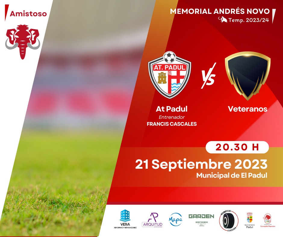 #MemorialAndresNovo
  
Esta tarde disputamos en el municipal de El Padul el Memorial Andrés Novo frente al los veteranos. El encuentro está dentro del mes del deporte activo del excmo. Ayuntamiento De Padul.

#Padul #Granada #futbol