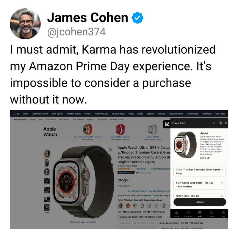 karma_shopping's tweet photo. Stop Overpaying on Amazon Today: This Amazon shopping hack is like Prime Day on steroids.