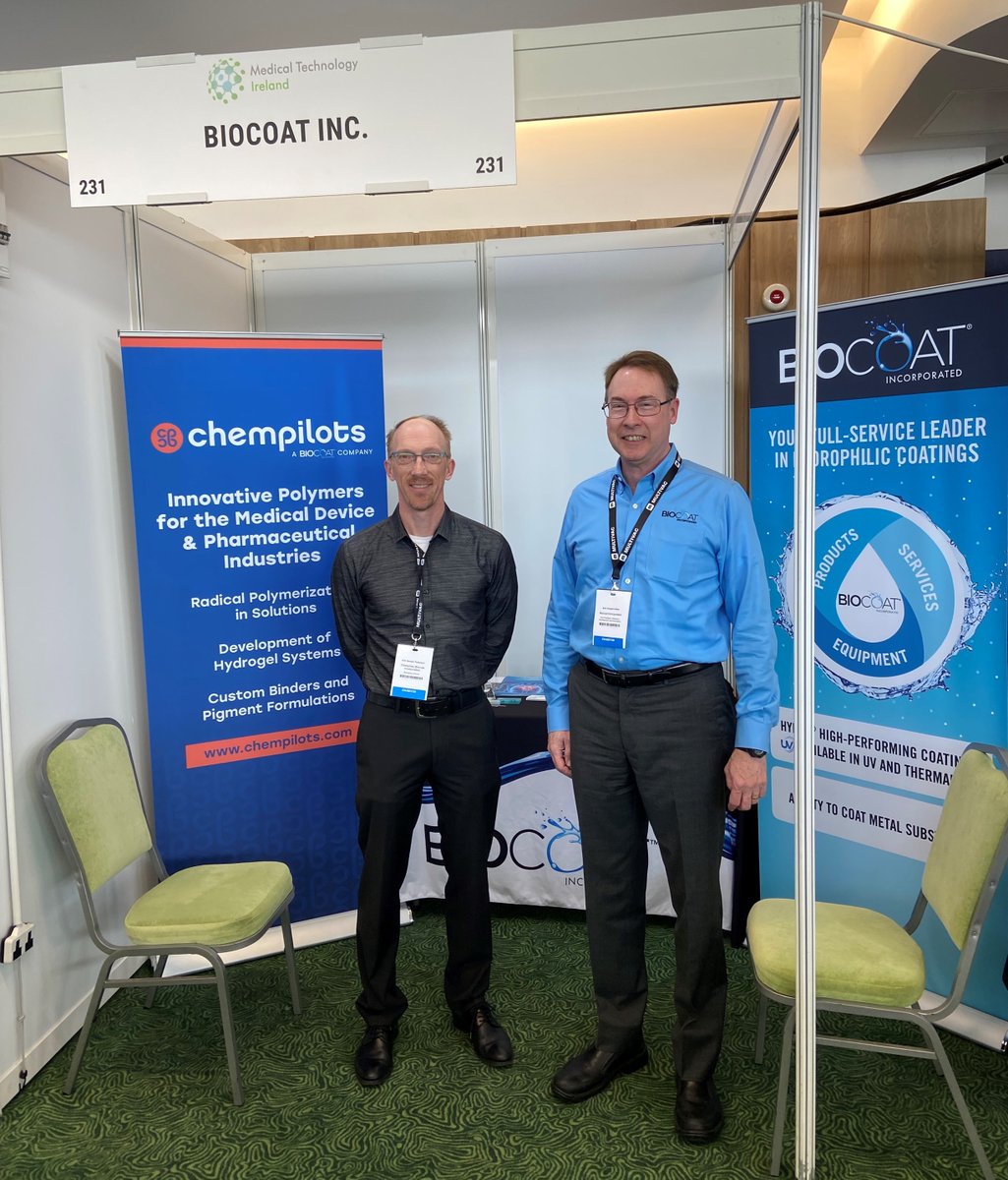 Biocoat1's tweet photo. We had a very successful MedTech Ireland. We enjoyed speaking with many of the attendees and thank you to everyone who stopped by our booth! If you have a project requiring a hydrophilic coating, contact us today to speak with our coating experts! https://t.co/fSsHcWYOvC