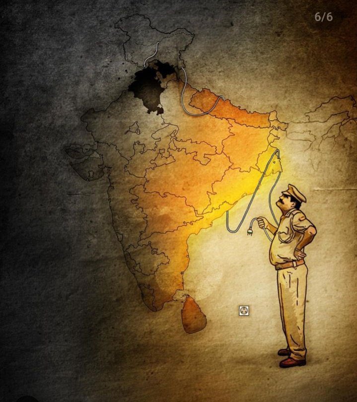 phool_surjeet's tweet photo. Shubh’s pic of India had the right shape, integrity &amp; borders without any distortion.

Punjab region was shown as ‘dark’ because there was internet blackout in Punjab for days.

BJP successfully managed to fool all of you.
#shubhworldwide #Shubh #ShubhneetSingh #isupportshubh https://t.co/yfI7UwOXAV