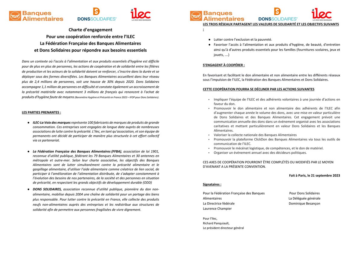 pepsicofrance's tweet photo. Et c'est sous l'impulsion d'@ilec_asso – La Voix des Marques que nous renforçons notre engagement à long terme en prenant part à la charte signée avec @BanquesAlim  et @DonsSolidaires. #PactedesSolidarités @FHER_ORG https://t.co/qClbzABJ6i