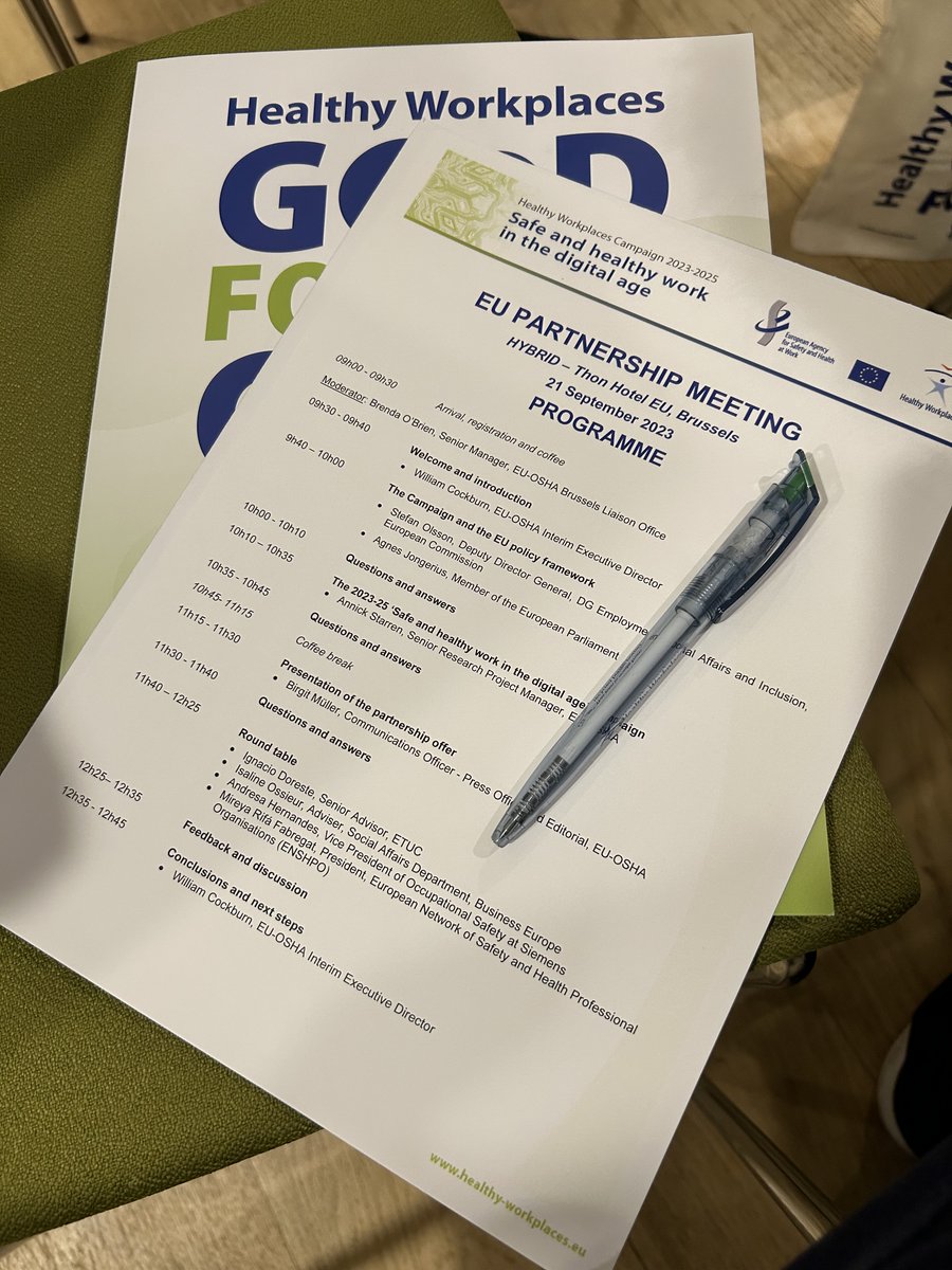 New <a href="/EU_OSHA/">EU-OSHA 🇪🇺</a> campaign on Safe and healthy work in the digital age is announced🇪🇺Florence Lumen and Admir Saric attended the first partnership meeting today🗒️
👉We look forward to contributing and sharing good practices on this very topical OSH subject in the coming two years🤝👏