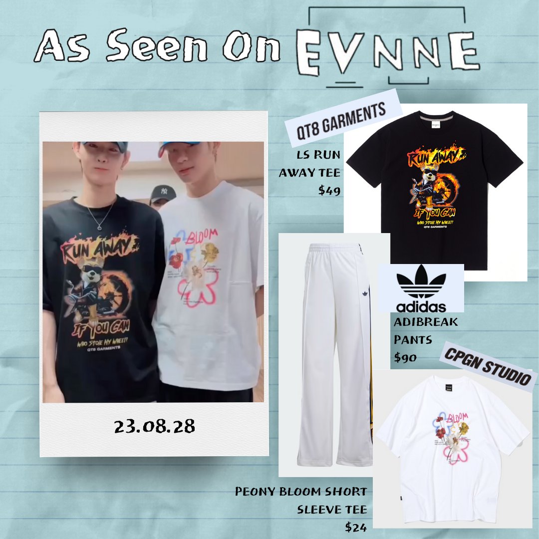 AsSeenOnEVNNE's tweet photo. 230828 EVNNE Instagram Reel
#JIYUNSEO wears #QT8GARMENTS #ADIDASORIGINALS
Shirt - https://t.co/0wOhe1bBuT
Pants - https://t.co/5H4rTZPHc1
#MUNJUNGHYUN wears #CPGNSTUDIO previously seen on #PLAVE #EUNHO
Shirt - https://t.co/rrMiA66yEm
#EVNNE #AsSeenOnEVNNE