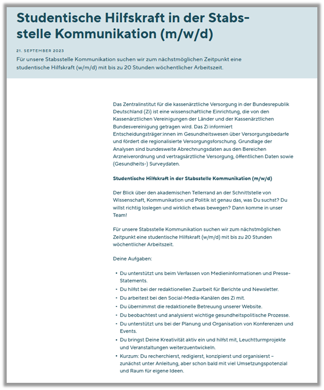 Zi_Berlin's tweet photo. Der Blick über den akademischen Tellerrand an der Schnittstelle von #Wissenschaft, #Kommunikation + #Politik ist genau Dein Ding❓💪
➡️Dann komm in unser Team‼️
✅Für unsere Stabsstelle Kommunikation suchen wir einen studentischen Mitarbeitenden (m/w/d)
👉https://t.co/hOPM4RO8QD https://t.co/m38K2LP4dg