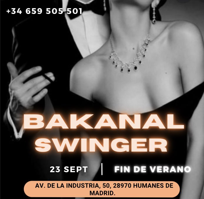 BakanalSwinger's tweet photo. Nos vemos en Bakanal Swinger el día 23 septiembre para despedir el verano de la manera más sensual junto con el ambiente Swinger 100% ✨🔥 #swingermadrid #parejaliberal #swingerpareja #publiberal https://t.co/YF12rPBu91