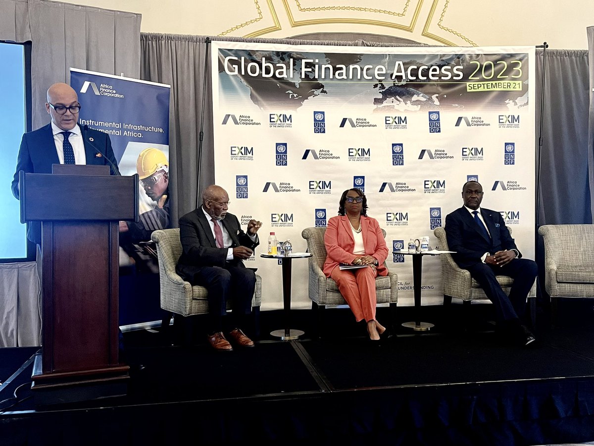 #HappeningNow

Opening of the Global Finance Access 2023 event on the margins of #UNGA78 in #NewYork co-organized by <a href="/UNDP/">UN Development</a>, <a href="/EximBankUS/">U.S. Export-Import Bank</a> <a href="/africa_finance/">Africa Finance Corporation</a>