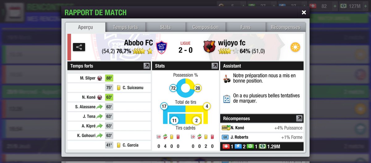 Abobo_FC's tweet photo. Encore des victoires en ligue.
Bravo a l'équipe @Abobo_FC 
#TopEleven https://t.co/Q5dSLzZNWK