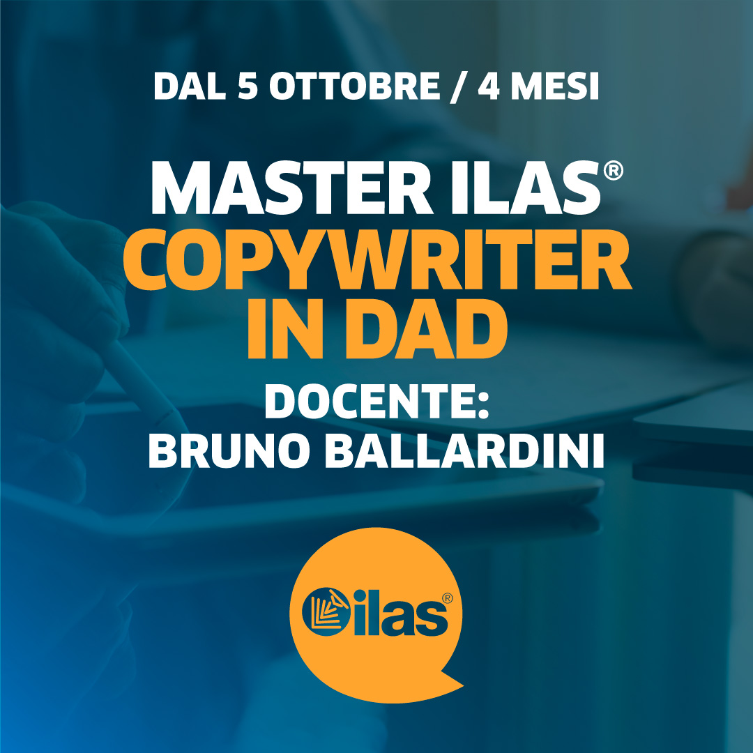 ilascom's tweet photo. DAL 5/10 - MASTER IN DAD: COPYWRITER CON BRUNO BALLARDINI
4 mesi - 2 lezioni settimanali in DAD sincrona e asincrona
https://t.co/Tc9gFaADmZ

#copywriter #copywriting #corsocopywriter https://t.co/4G6mDuT6Ll