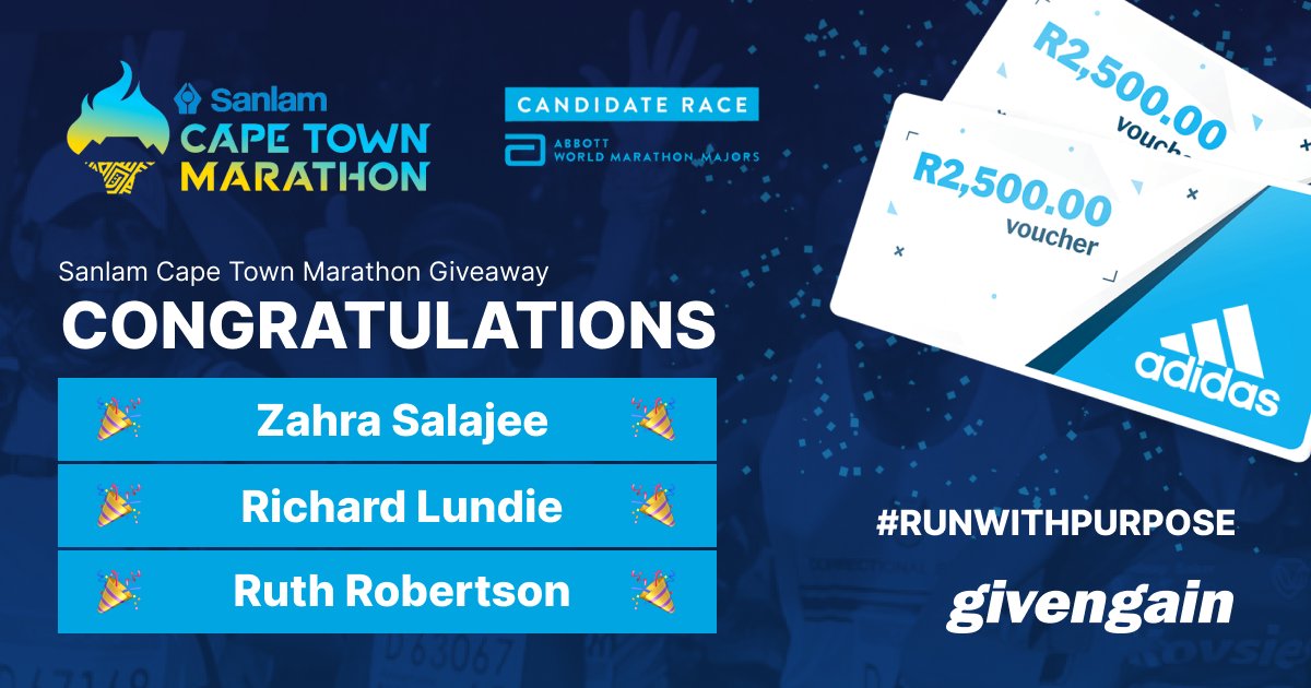 Congratulations to the winners of our giveaway competition! Thanks to fundraisers like you, more than R550K has already been raised by 159 runners for 60 charities. 🙌 Get started with your own fundraising project for SCTM 2023 participation ➡️ bit.ly/3EMkhTv